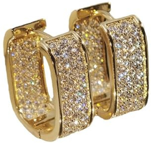 Auriselle Orecchini con zirconi Creoli da donna cerchio a forma di U, orecchini a bottone con zirconi lucidi classici cerchio regolabili gancio Gioielli Gioielli da donna Ragazze, oro