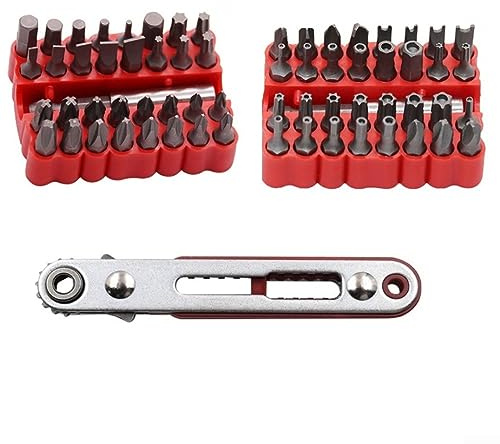 Lot de 33 embouts de tournevis avec clé à cliquet magnétique et extension de 60 mm pour une meilleure productivité (avec embouts creux)