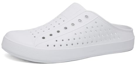Tmaza Women's Garden Clogs Breathable Slip On Gardening Water Shoes White 12.5 Women