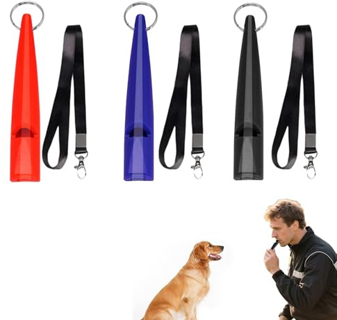 Fischietto per cani 211.5 in plastica ABS, Set 3 pezzi, Blu Nero Rosso