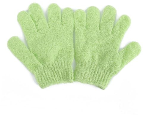 POPETPOP Moufles de Bain Exfoliants en Polyester Vert 2pcs, Extensibles et Faciles à Nettoyer Lanière, pour Gommage Corporel Bain pour Femmes et Garçon et Filles