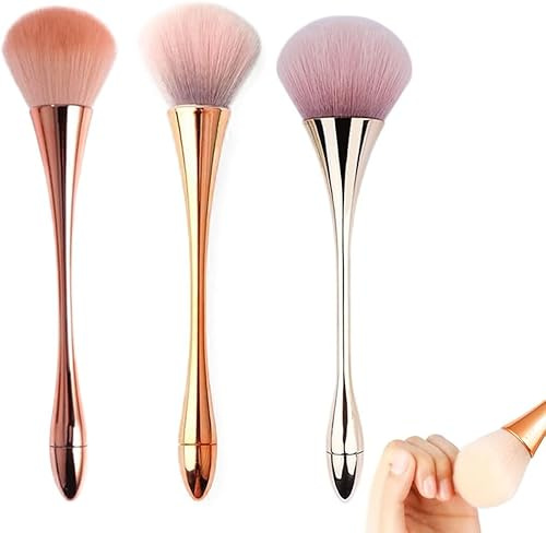 3Pcs Nail Dust Brush Acrylic Nail Brush Set - Nail Tools for Cleaning Dust, Dip Powder Brush, Large Makeup Brush, Blush Brush - Nail Art Tools by lvnrow - Perfect Manicure Brush Kit for Girls
