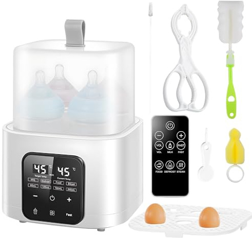 Bottle Warmer, ADDLIVE Baby Bottle Warmer, Milk Warmer Baby, Baby Milk Warmer, Baby Food Warmer, Bottle Warmer and Steriliser with LCD Digital Screen and Remote Control, Fits 4 Bottles, 48H Keep Warm