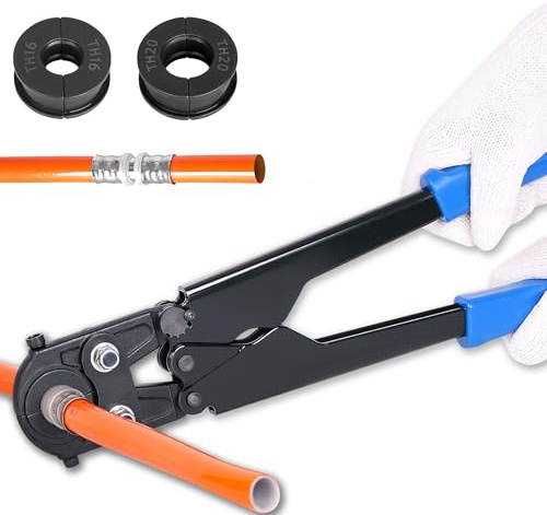 AMZCNC Crimping Pliers U Contour 16-20 Set Press Tool for Composite Pipe with Fittings of U-Contour, Jaw Inserts U16, U20 Incl, Suitable for 16 mm and 20 mm Composite Pipes