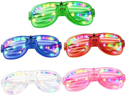 GEU 5 stycken LED-glasögon för fest, lysande glasögon trådlöst neon rave glasögon kostymer för barns födelsedag karneval halloween jul nyårsafton LED partyglasögon för barn vuxna