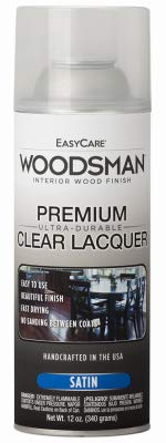 Easy Care Woodsman 12 Ounce Aerosol Oil Based Clear Satin Lacquer Protective Finish Spray - Quantity of (6)