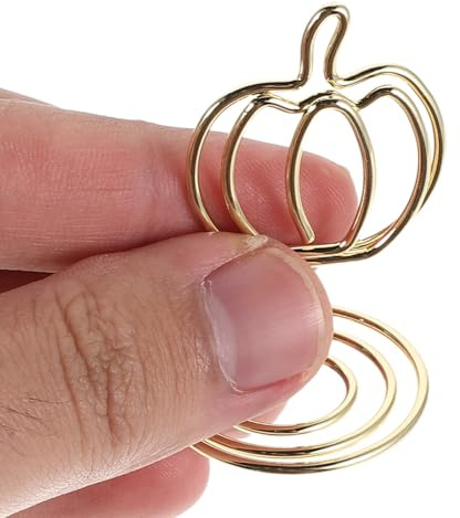 Gatuida 12 Soportes para Tarjetas de Mesa Forma de Calabaza Metálicos Dorados Porta Notas Verticales para Decoración de Halloween y Acción de Gracias Clips para Tarjetas de Lugar Bodas