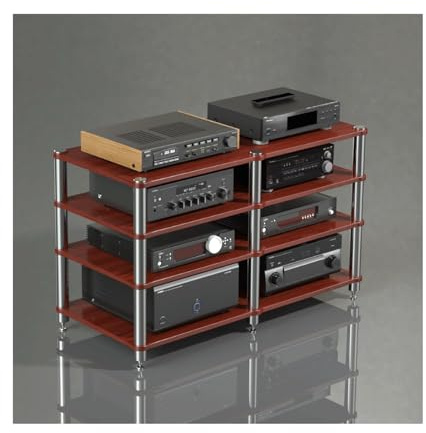 Scaffale stereo HiFi Audio Video Media Stand Mensola angolare per lettore CD/DVD, console di gioco TV Box Xbox 4 Tier Entertainment Center (rosso)