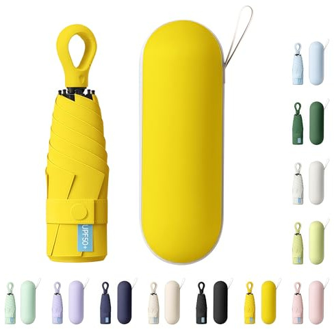 AYEUPZ Paraguas Plegable Mini,Paraguas Para el sol, Miniparaguas compacto de viaje, doble barra de soporte para mayor estabilidad, cartera con funda, paraguas pequeño compacto UV