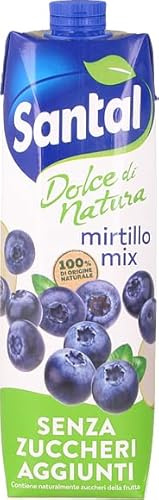 Santal Dolce Natura Succo di Mirtillo Senza Zuccheri, 1 L, Confezione da 12 Brick