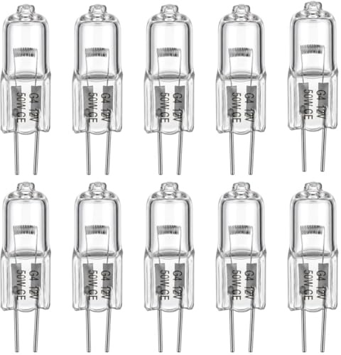 10Pcs Hochwertige G4 12V Halogenglühbirne 50W 2700K, Ampoules Halogènes | Halogenlampen Kein Flackern 2 Pin für Kronleuchter Dunstabzugshauben Schrankbeleuchtung