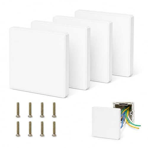 ZMaglorian Cache Prise Murale & Cache Interrupteur – Prise Extra Plate pour Multiprise Murale, Blanc, Idéal pour Plaque Four, Inclut 8 Vis Suppl.