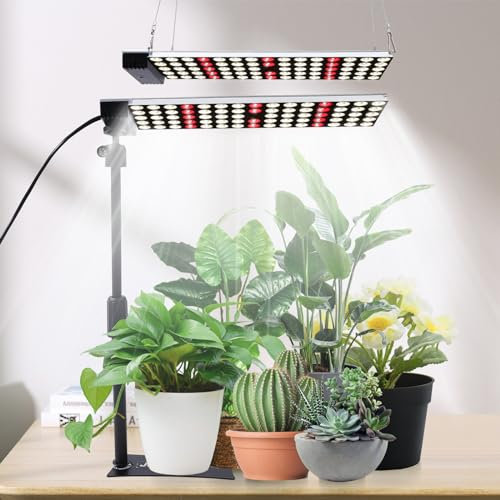 JCBritw 50W Desktop LED Grow Light for Indoor Plants - Full Spectrum White with IR, Perfect for Seed Starting, Seedlings, Veg, Flower Fruites - Tabletop Grow Lamp on Stand