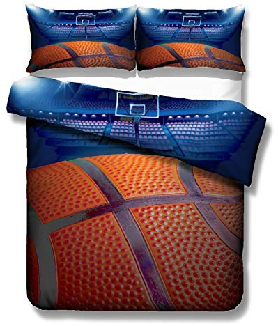 Stillshine Funda nórdica Cama 90 cm 3D Baloncesto Estilo Deportivo Ropa de Cama Niños Funda nórdica y Funda de Almohada