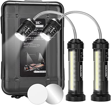IMAGE BBQ Light 2 Pack Magnetic Barbecue Grill Light with Side Lamp Zoomable 360° Adjustable BBQ Lights Grilling Accessories for Outdoor Camping, Picnic, Workshop, Garage Lighting