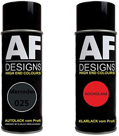 Alex Flittner Designs, vernice spray per auto, set per Mercedes/Daimler Benz 025, nero brillante metallizzato, 400 ml