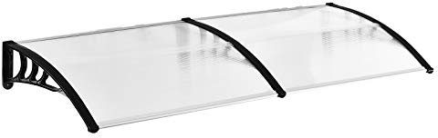Outsunny Tejadillo de Protección contra Sol y Lluvia Marquesina para Puertas de Exterior Marquesina de Techo Diseño Moderno Aleación de Aluminio Duradero 75x195x23 cm Transparente