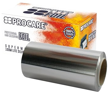Procare Alufolie für Strähnen 100m x 120mm – Extra Starke Alu Folie Friseur Rolle, Professionelle Strähnenfolie für Balayage, Blondierung & Haare Färben, Friseur Folie