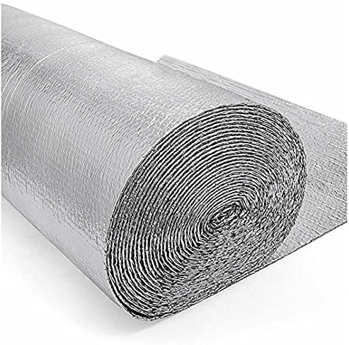 NAKAN Reflektierende Doppel-Aluminium-Einzel-Luftpolsterfolie Folienisolierung, Energiesparende Dampfsperre Hitzeschild Material für Schuppen Wandboden Garagen(Size:1x25m(3x82ft))