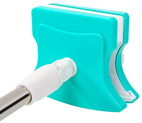 LTLJX Limpia Cristales Magnético con 152mm Mango Telescópico y Cabezal Giratorio de 360° Cepillo para Limpiar Ventanas, Vidrio, Automóvil, Ducha,Verde
