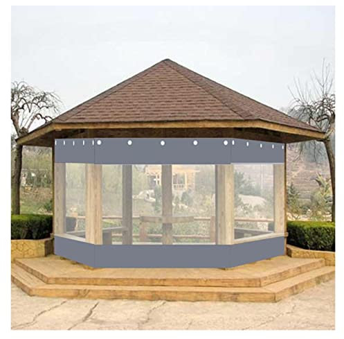 PLOEA Tende in PVC da Esterno Trasparente Telo Laterale Trasparente Gazebo Tende Laterali per Esterni Tende per Porte da Garage Protezione Pioggia Balcone (Color : Clear Gray, Size : 1.2x1.8m)