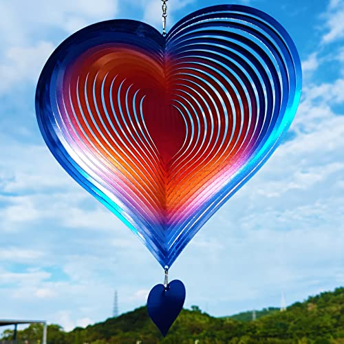 DJUAN 12in Heart Wind Spinner Outdoor Garden Decor Gifts for Mom Wife Women