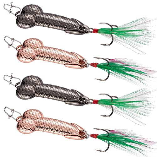 Blueshyhall Set med 4 metallfiskedrag, fiskedrag kit, havsfiske- och sötvattensked, dragdrag, spinnersked, fiskekrokar, konstbete (15 g)