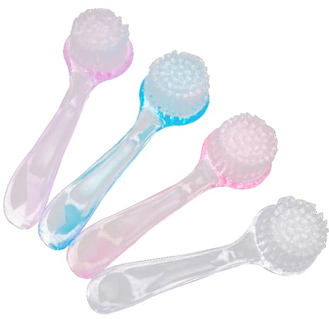 Artibetter Sheep Horn Face Cleaning Brush Set 4Pcs Large Deep Pore Facial Scrubber with Ergonomic Handle for Wet and Dry Use Exfoliating