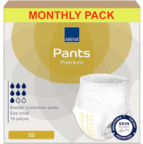 Abena Premium Incontinence Protective Underwear, Abena Pants, Pull-ups, Moderate/Heavy Absorbency, Level 2, Small, 96 Count