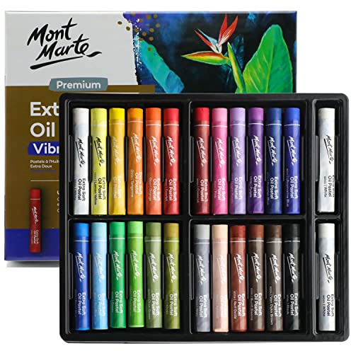 Mont Marte Extra weiche Ölpastellkreide, 26 Stück, verschiedene helle Farben, lebendig, butterig, vielseitige Kunstpastellkreiden zum Mischen, Färben, Skizzieren