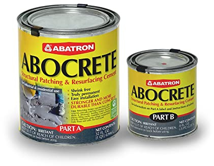 ABATRON Abocrete Kit - Self-Leveling Concrete Epoxy Patching and Filling Compound - Concrete Repair and Cement Crack Filler Kit - with or Without Sand - Light Gray (Sand Not Included, 1.25 Quarts)