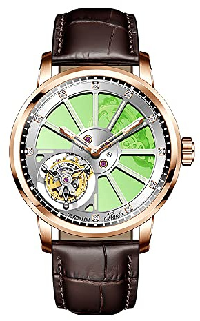 Haofa Flying Tourbillon klockor för män lyx dubbelskelett-urverk safir lysande diamantskala manuell mekanisk armbandsur lätt affärsklocka 1925A