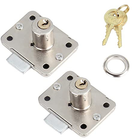 Set di 2 serrature di sicurezza per cassetti, 48 x 36 mm serrature a camma con chiavi, universali per casa, ufficio, cassettiere postali