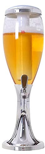 Dispensador de Torre de Cerveza Torre de bebidas con grifo, tubo de hielo y luces LED, dispensador de cerveza 1.5L / 3L, luces brillantes Dispensador de bebidas, oro y plata Torre Cerveza/Dispensador