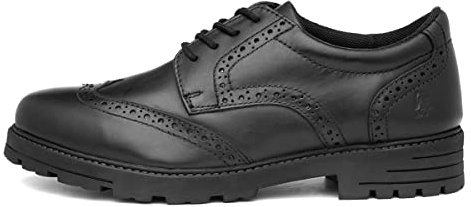 Hush Puppies Darcy Girls Black Leather Brogue - Size 5 UK - Black