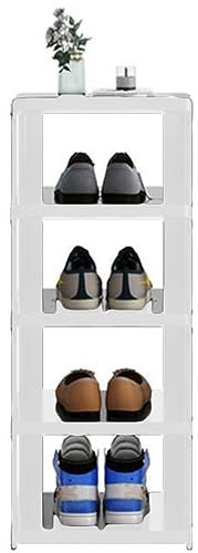 UMMEI Schuhregal Schmal Und Hoch,Klein Schuhregal Outdoor Platzsparende Schuhschrank Flur,Schuhorganizer Kunststoff,Stapeln Schuhe Shoes Rack Wandkante Schlafzimmer,Weiß,23.6in