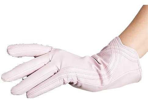 Wjnvfioo Frauen Leder Handschuhe Echtes Leder Thermische Kaschmir Linning Winter Warme Fahren Handschuhe Party Dame Fäustling Handschuhe Pink XL Pam Width 19.8cm