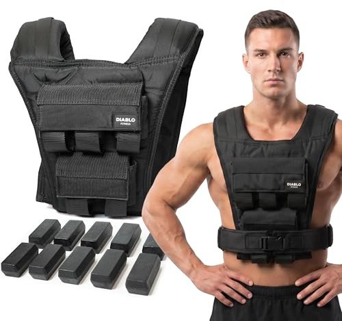 Diablo Fitness Gewichtsweste für Damen und Herren, 10 kg, Metall, Modern, Schwarz, perfekt zum Laufen, Krafttraining und Muskelaufbau