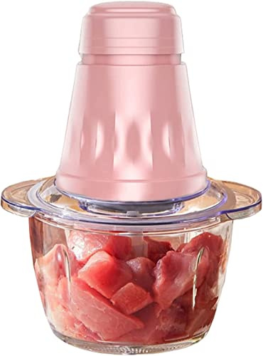 Mini hachoir à viande, hachoir à aliments, Verre électrique avec bol en verre borosilic élevé de 2 L, mélangeur alimentaire 300 W for viande, légumes, fruits, noix d'oignon, avec tapis antidérapant, R