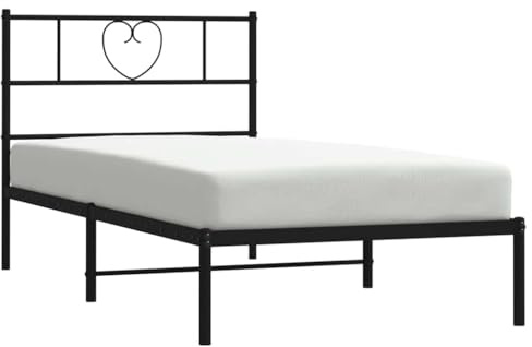 vidaXL Sängram med huvudgavel metall svart 100x200 cm, säng, metallsäng, metall sängram, sängar, metallsängar, metall sängramar, gästsäng, gästsängar
