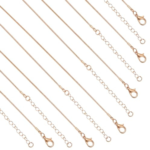 NBEADS 12 Stück 2 Stile Light Gold Halskette Ketten, 47.2-62.2cm Messing Runde Schlange Kette Halsketten Set mit Kette Extender Lobster Clasp für Männer Frauen DIY Schmuck Machen