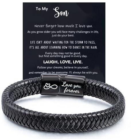 CyxenNova Armband Herren Leder, Geflochtenes Armbänder Für Herren, Magnetarmband Herren Schmuck, Geschenke Für Männer, Papa Geschenk Mit Grußkarte