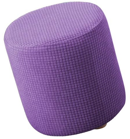 Mswborml Stretch Ottomane Schonbezug Hocker Bezug Rund, Luxuriöser Bezug für Runde Hocker, Rund Husse für Hocker mit Elastischem Boden, Überzug für Hocker Rund, Waschmaschinenfest,Lila