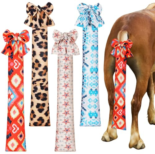 Bulyoou 4 Pcs Horse Tail Bag Stretchy 22 Breathable with 2 Strands to Keep Clean and Protected Grooming Supplies