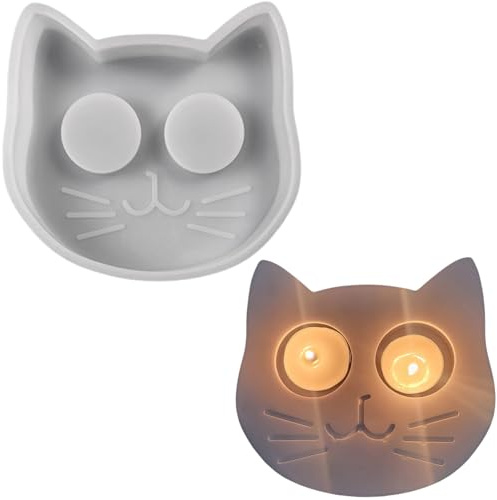 ALEFBET Silikonformen Gießformen, Katze Silikonform Kerzenhalter, Silikon Gießform Kerzenhalter, Gipsformen zum Gießen (Katze)