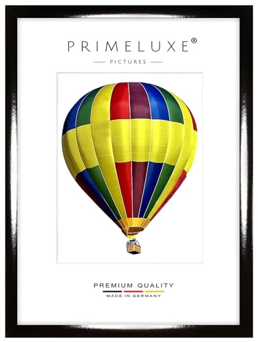 PrimeLuxe Holz Bilderrahmen 37,5 x 98 cm (Bildmaß) in Schwarz-Hochglanz | Farbe und Größe wählbar | Rahmen für Poster | Puzzle | Foto collage | MADE IN GERMANY