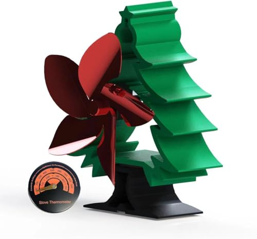 AGbowl - Heat Powered Stove Fan, 5 Blade Wood Burning Stove Fireplace Fan, Safe Home Fireplace Fan for Fireplace, Eco Friendly And Efficient Fireplace Fans, Christmas Tree Shape