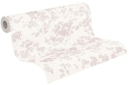 A.S. Création Carta da parati floreale bianca e rosa – Carta da parati da parete 395481 – di alta qualità per diversi ambienti abitativi – 10,05 m x 0,53 m – Made in Germany