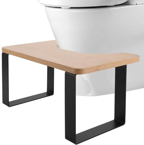 GBACHOOSE Toilettenhocker, Toilettenhocker Erwachsene, Klohocker aus Metall und Holz, Squatty Kackhocker Mattschwarz für entwicklung Einer korrekten und bequemen Hockstellung