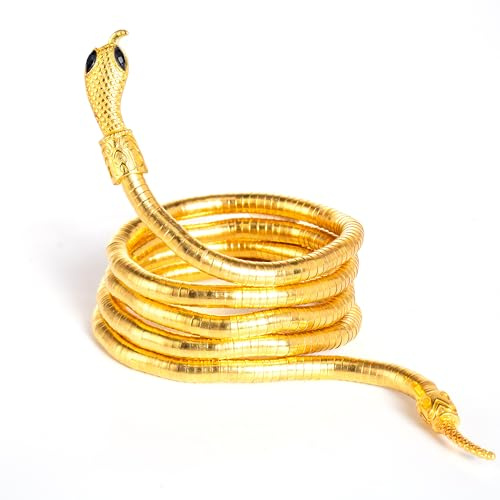 Spooktacular Creations Bracelet serpent d'Halloween, bijoux manchette flexibles, bracelets manchette en or, collier serpent pour enfants, adultes et femmes, décoration serpent flexible et réglable